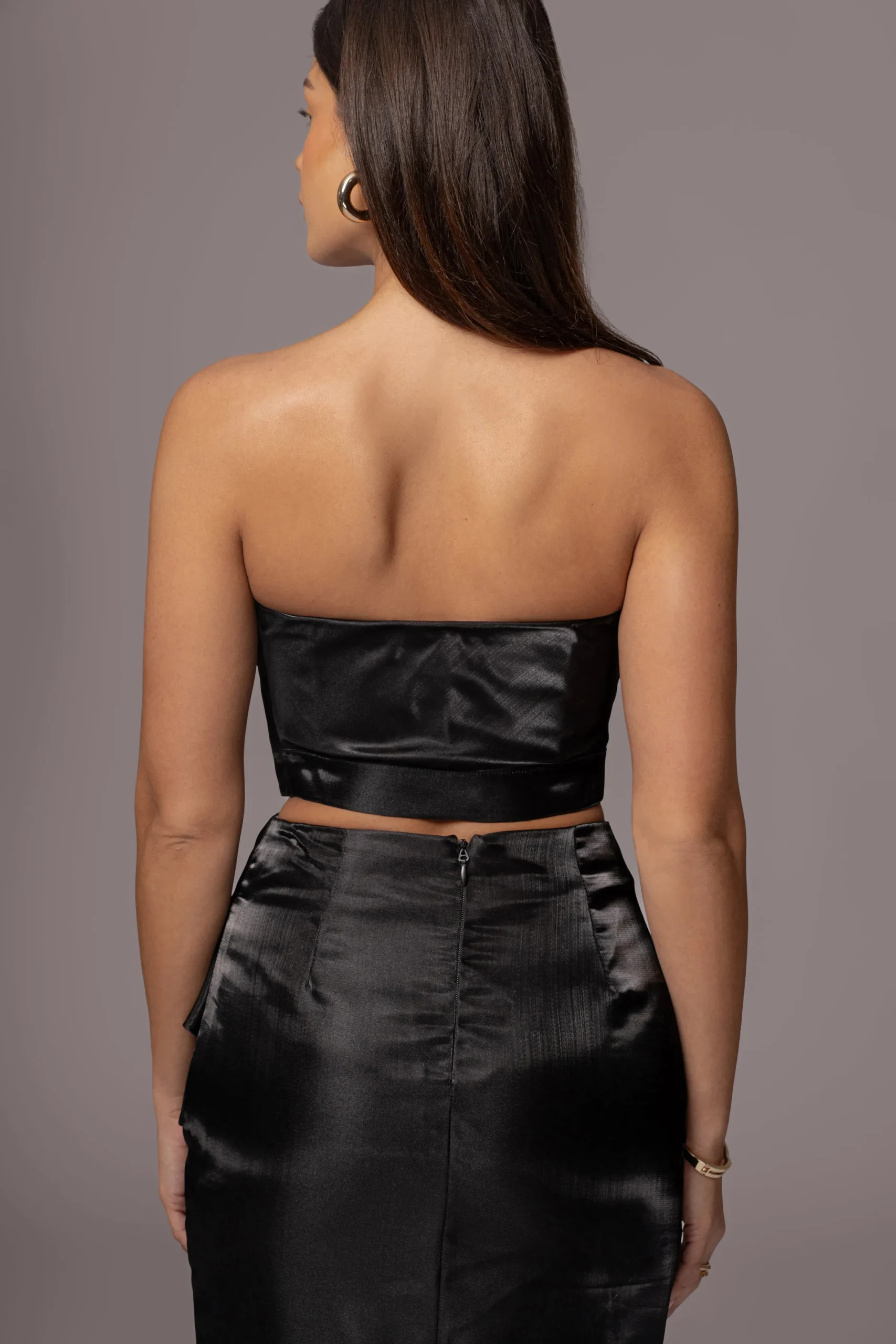 JLUXLABEL Black Gala Pleated Top