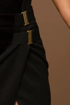 JLUXLABEL Black Gisele Slit Skirt