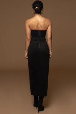 JLUXLABEL Black Gisele Slit Skirt