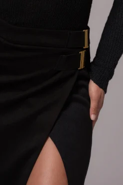 JLUXLABEL Black Gisele Slit Skirt