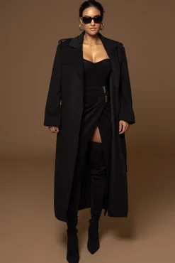 JLUXLABEL Black Gisele Slit Skirt