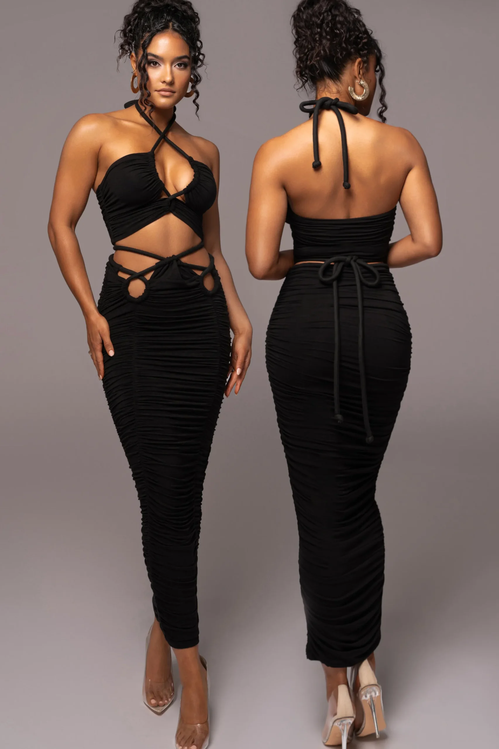 JLUXLABEL Black Go The Distance Skirt Set