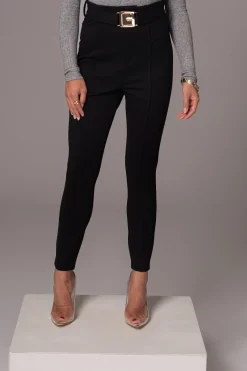 JLUXLABEL Black Golden Buckled Pants
