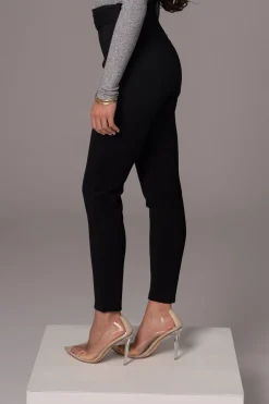 JLUXLABEL Black Golden Buckled Pants