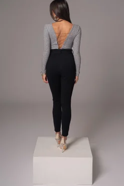 JLUXLABEL Black Golden Buckled Pants