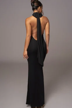 JLUXLABEL Black Golden Evening Maxi Gown