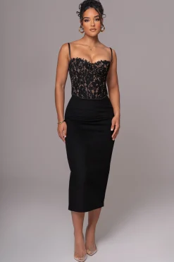 JLUXLABEL Black Grecia Lace Bustier Top