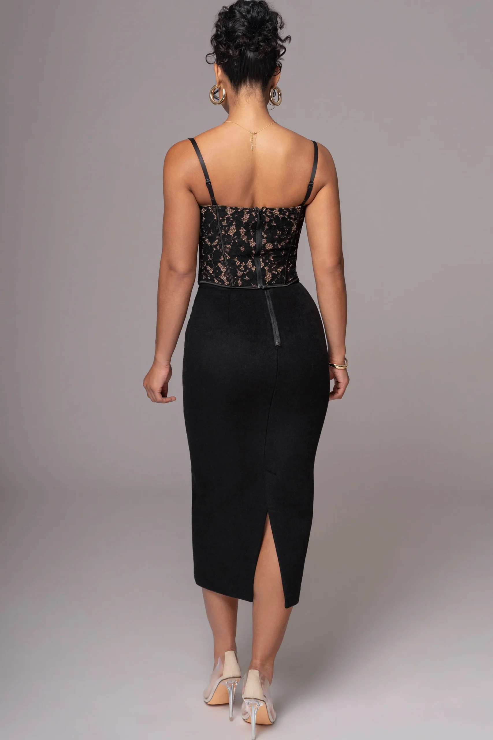JLUXLABEL Black Grecia Lace Bustier Top