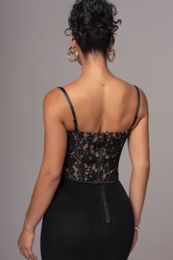 JLUXLABEL Black Grecia Lace Bustier Top