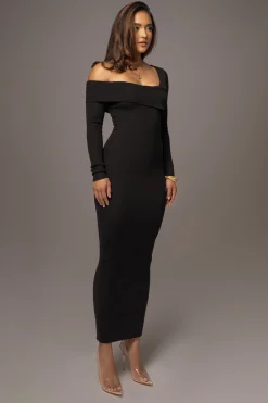 JLUXLABEL Black Harper Knit Maxi Dress