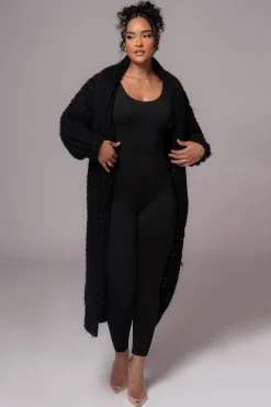 JLUXLABEL Black Hold Me Close Shawl Collar Cardigan