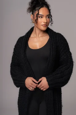 JLUXLABEL Black Hold Me Close Shawl Collar Cardigan