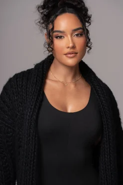 JLUXLABEL Black Hold Me Close Shawl Collar Cardigan