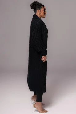 JLUXLABEL Black Hold Me Close Shawl Collar Cardigan