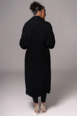 JLUXLABEL Black Hold Me Close Shawl Collar Cardigan