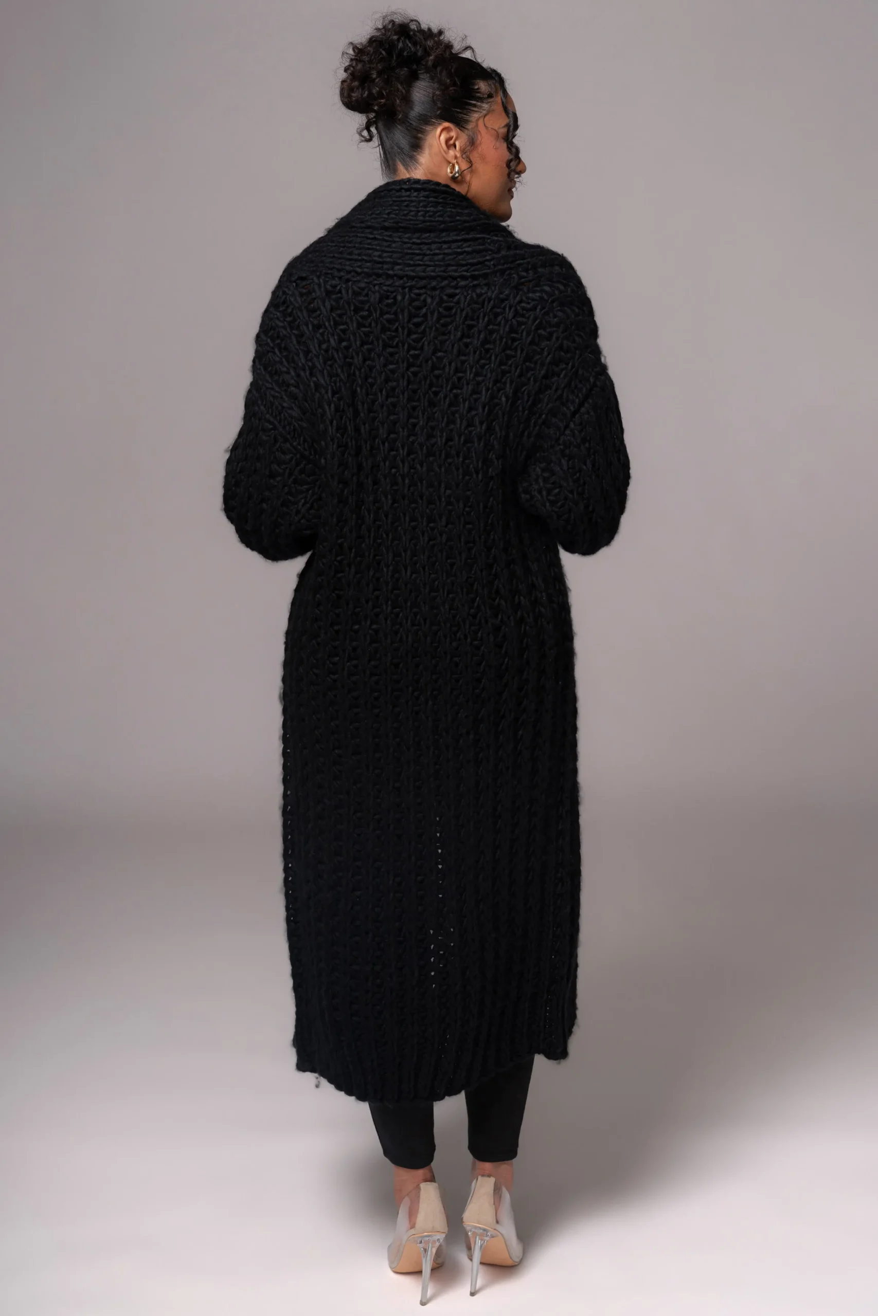 JLUXLABEL Black Hold Me Close Shawl Collar Cardigan