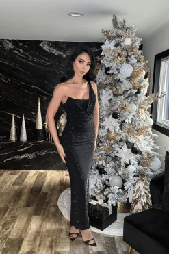 JLUXLABEL Black Hot Fix Krishna Maxi Dress
