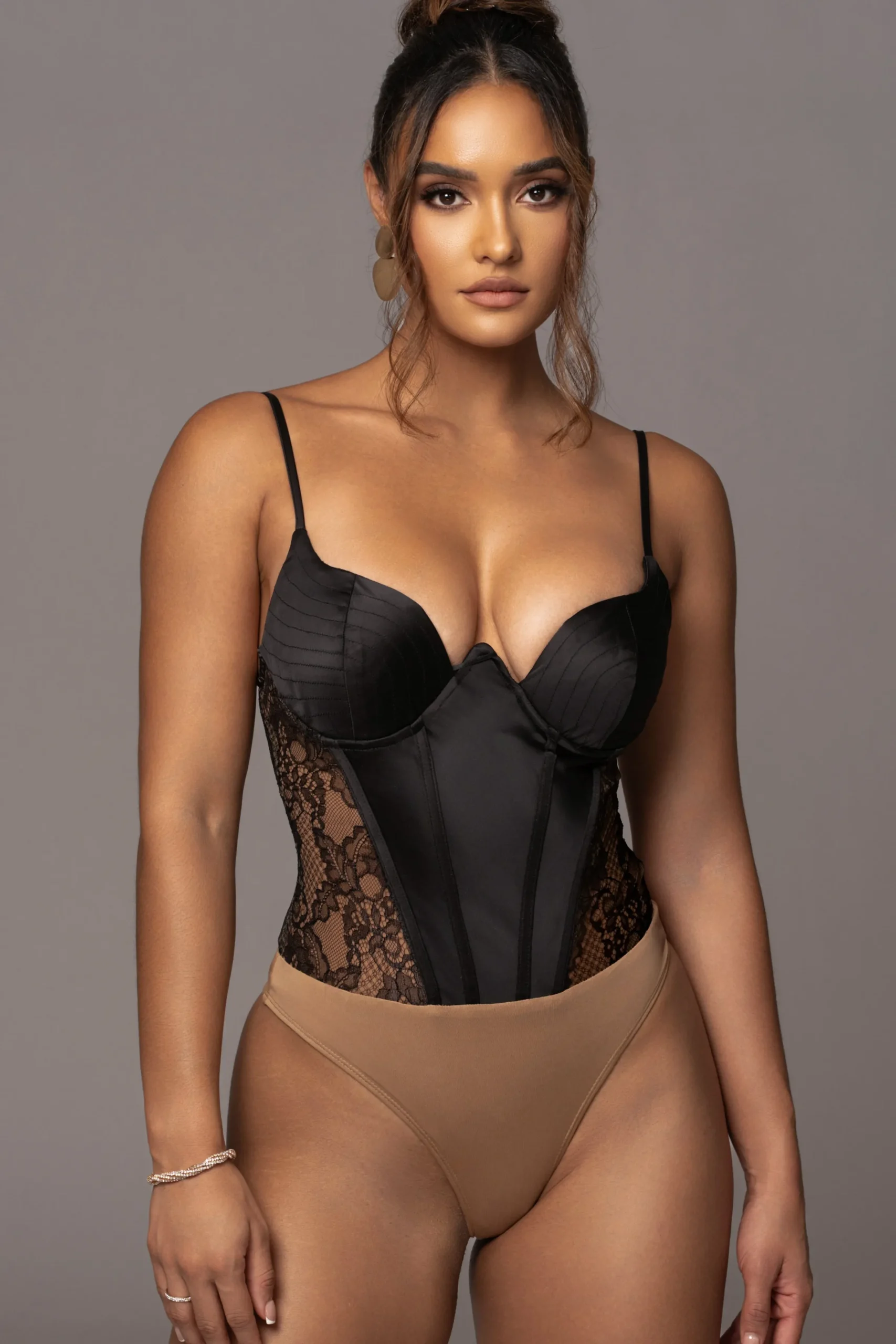 JLUXLABEL Black Incomparable Lace Bodysuit