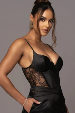 JLUXLABEL Black Incomparable Lace Bodysuit