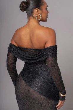 JLUXLABEL Black Island Elegance Drape Dress