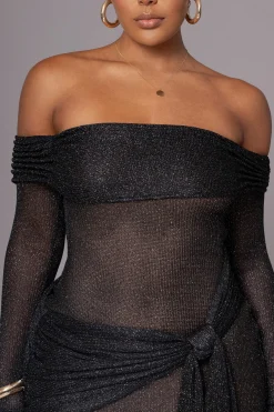 JLUXLABEL Black Island Elegance Drape Dress