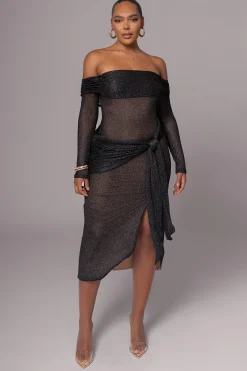 JLUXLABEL Black Island Elegance Drape Dress