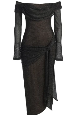 JLUXLABEL Black Island Elegance Drape Dress