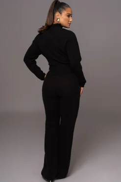 JLUXLABEL Black Ivy Sweater Knit Pant Set
