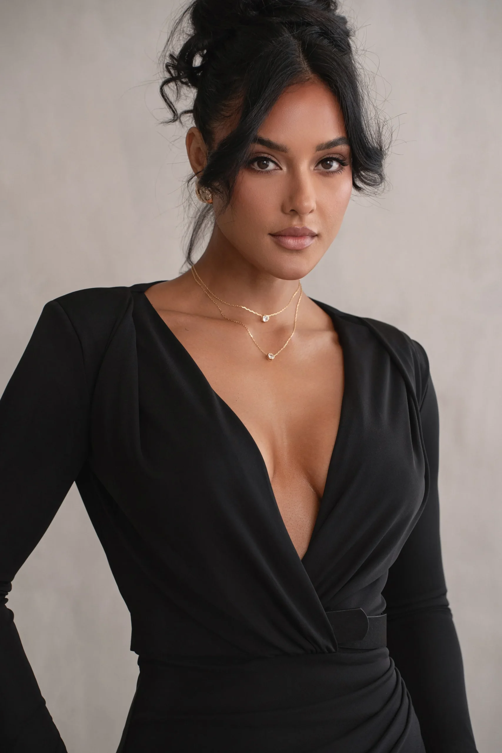 JLUXLABEL Black Jamie Plunge Maxi Dress