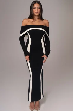 JLUXLABEL Black Janet Off Shoulder Maxi Dress