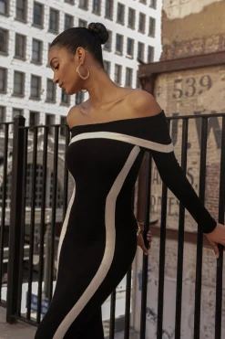JLUXLABEL Black Janet Off Shoulder Maxi Dress