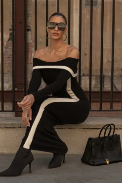 JLUXLABEL Black Janet Off Shoulder Maxi Dress