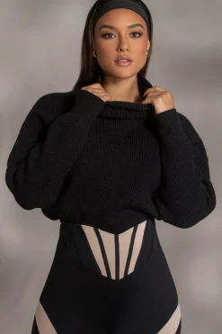 JLUXLABEL Black Jenni Turtleneck Sweater Top