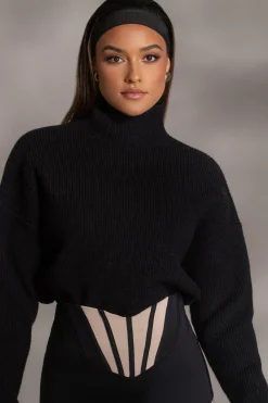 JLUXLABEL Black Jenni Turtleneck Sweater Top