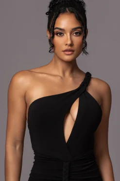 JLUXLABEL Black Jess Ruched Midi Dress