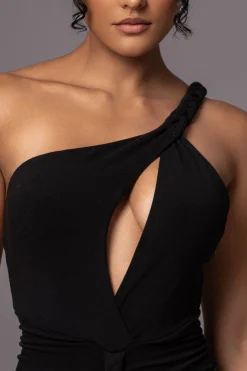 JLUXLABEL Black Jess Ruched Midi Dress