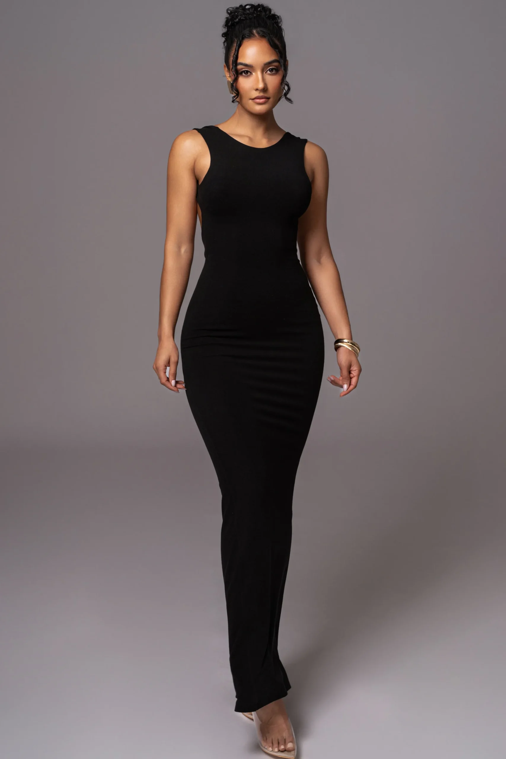 JLUXLABEL Black JLUXBASIX FRONT AND CENTER MAXI DRESS