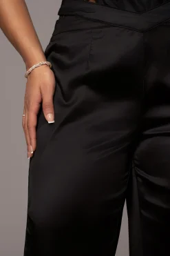 JLUXLABEL Black Joana Cutout Satin Trousers