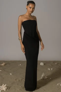 JLUXLABEL Black Journey Linen Maxi Dress