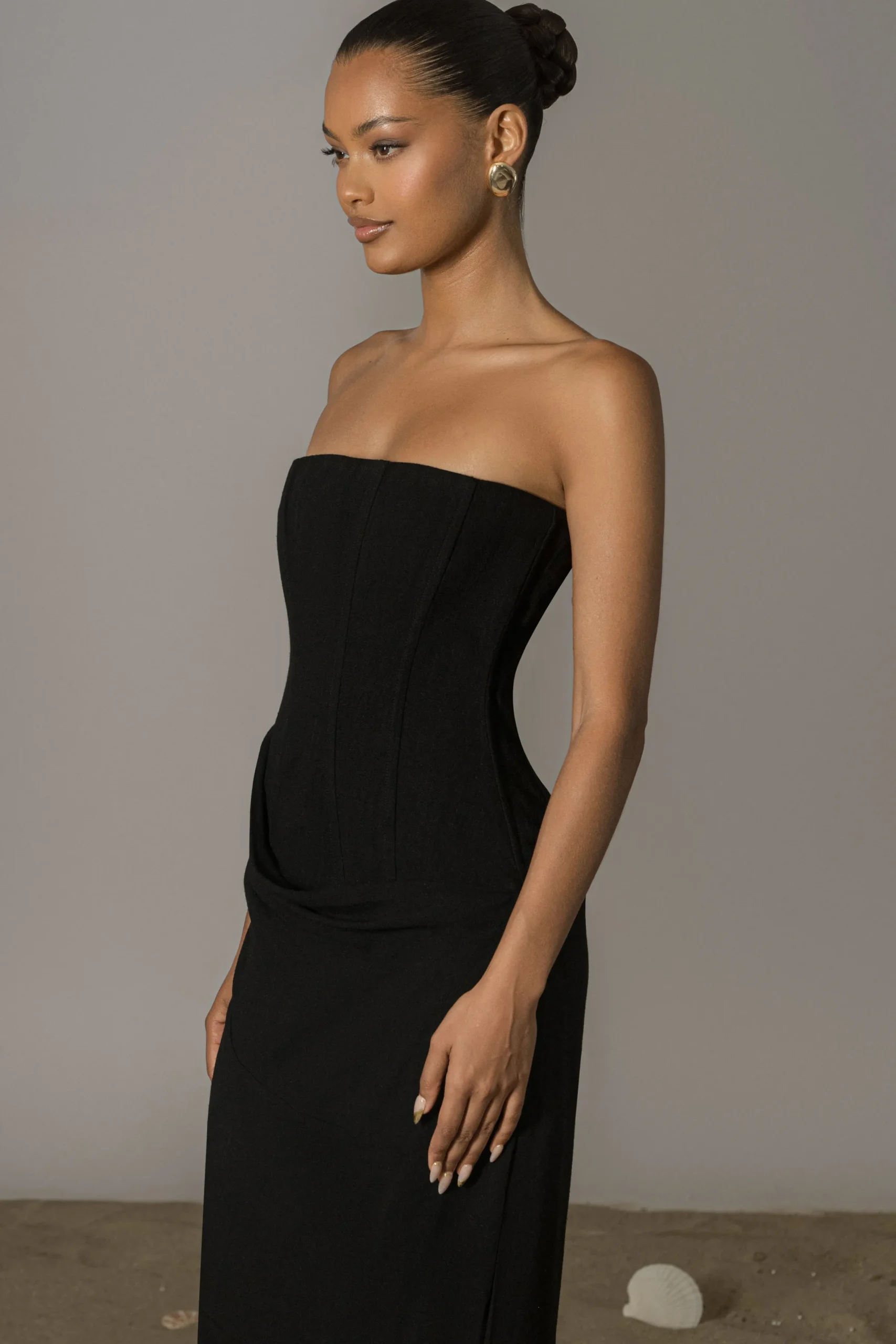 JLUXLABEL Black Journey Linen Maxi Dress