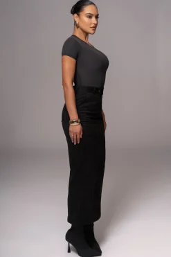 JLUXLABEL Black Joy Suede Maxi Skirt