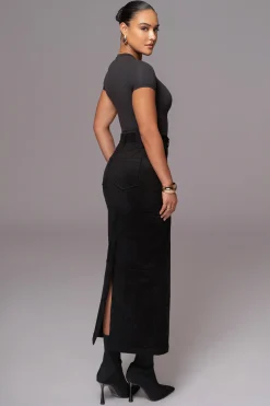 JLUXLABEL Black Joy Suede Maxi Skirt