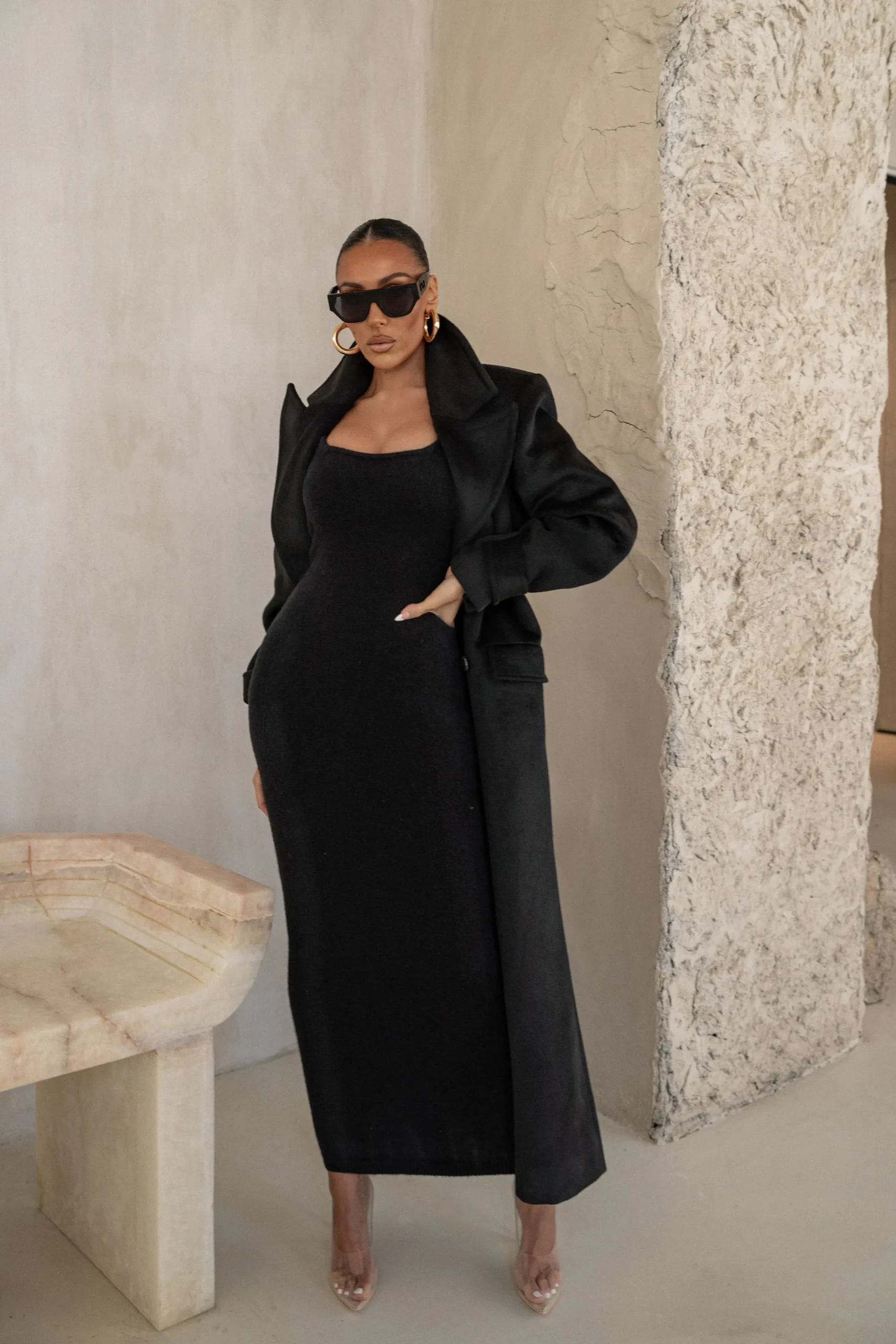 JLUXLABEL Black Karolina Knit Maxi Dress