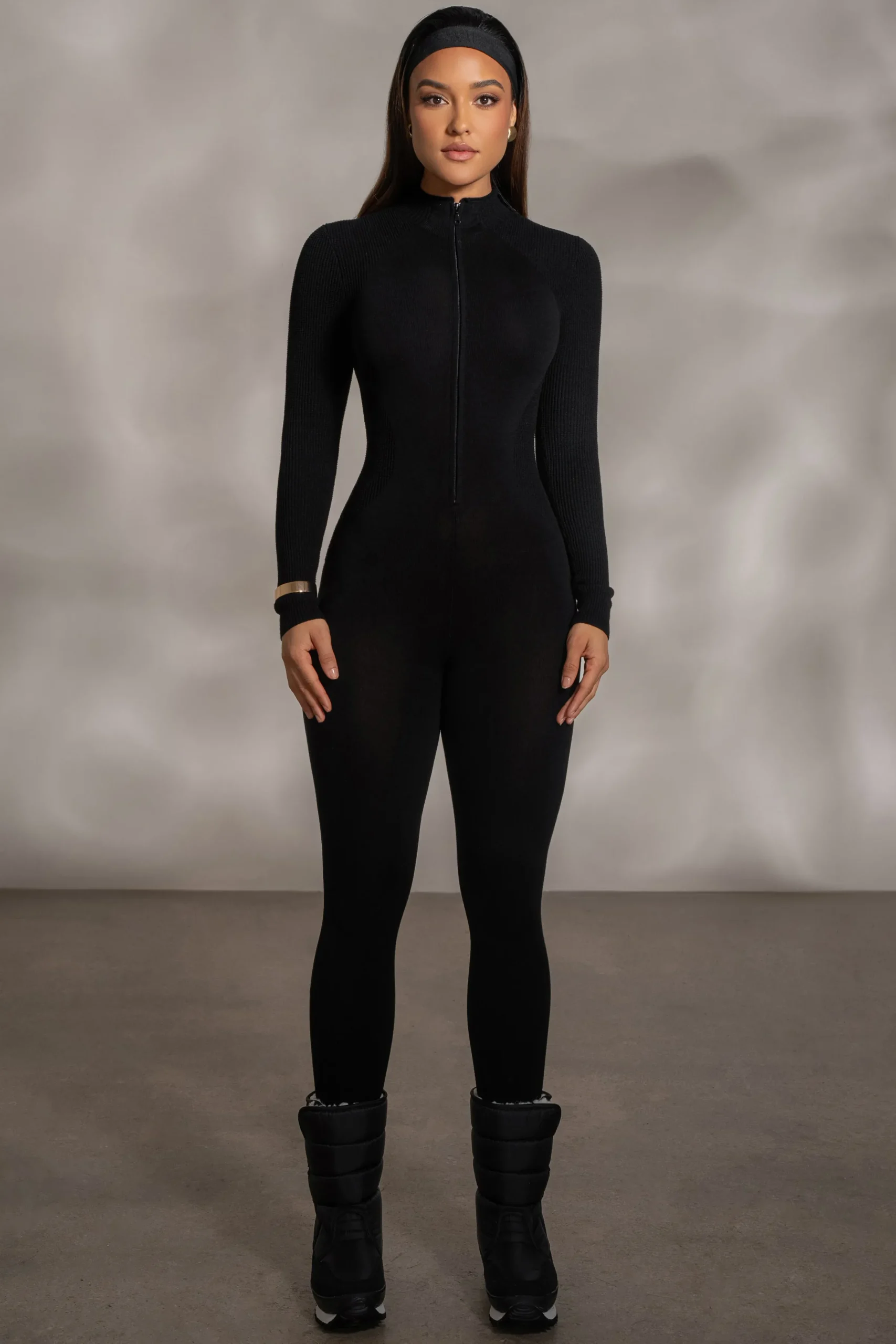 JLUXLABEL Black Kris Front Zipper Jumpsuit