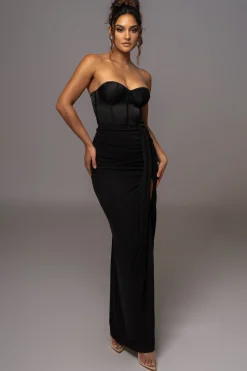 JLUXLABEL Black Leo Matte Satin Bustier