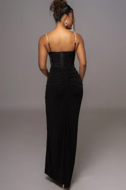 JLUXLABEL Black Leo Matte Satin Bustier