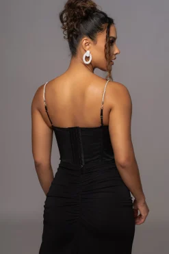 JLUXLABEL Black Leo Matte Satin Bustier