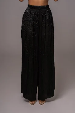 JLUXLABEL Black Lets Get Away Satin Pant Set