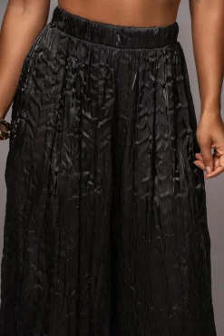 JLUXLABEL Black Lets Get Away Satin Pant Set