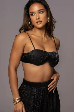 JLUXLABEL Black Lets Get Away Satin Pant Set